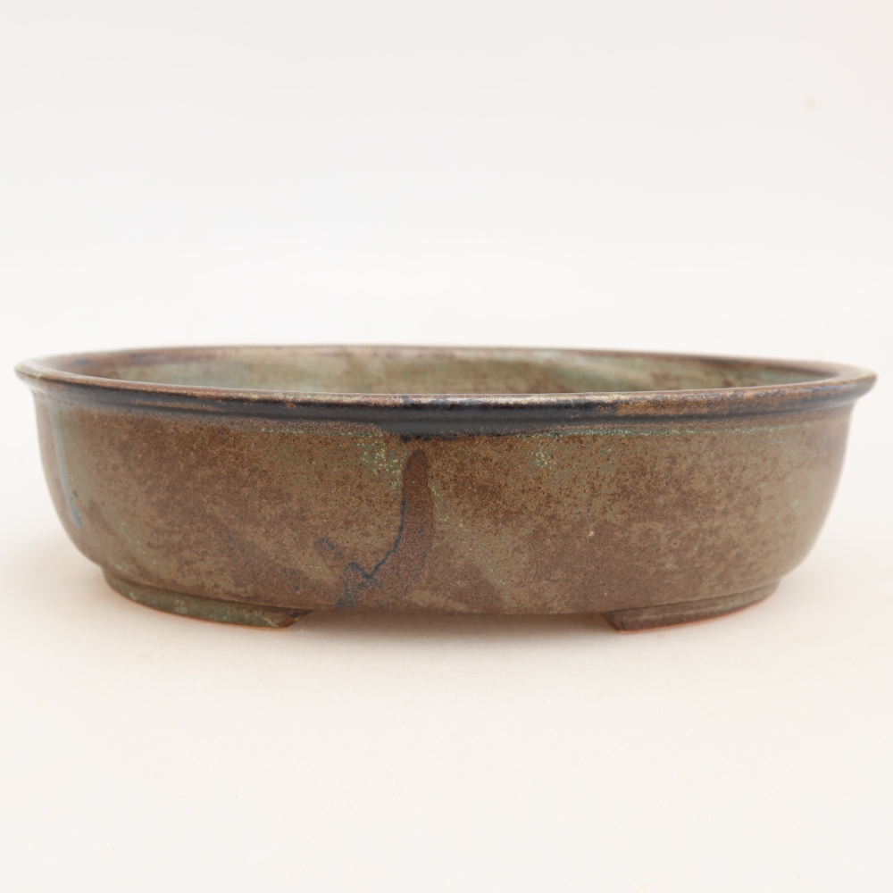 Ceramic bonsai pot, 19 x 14.5 x 5 cm, brown