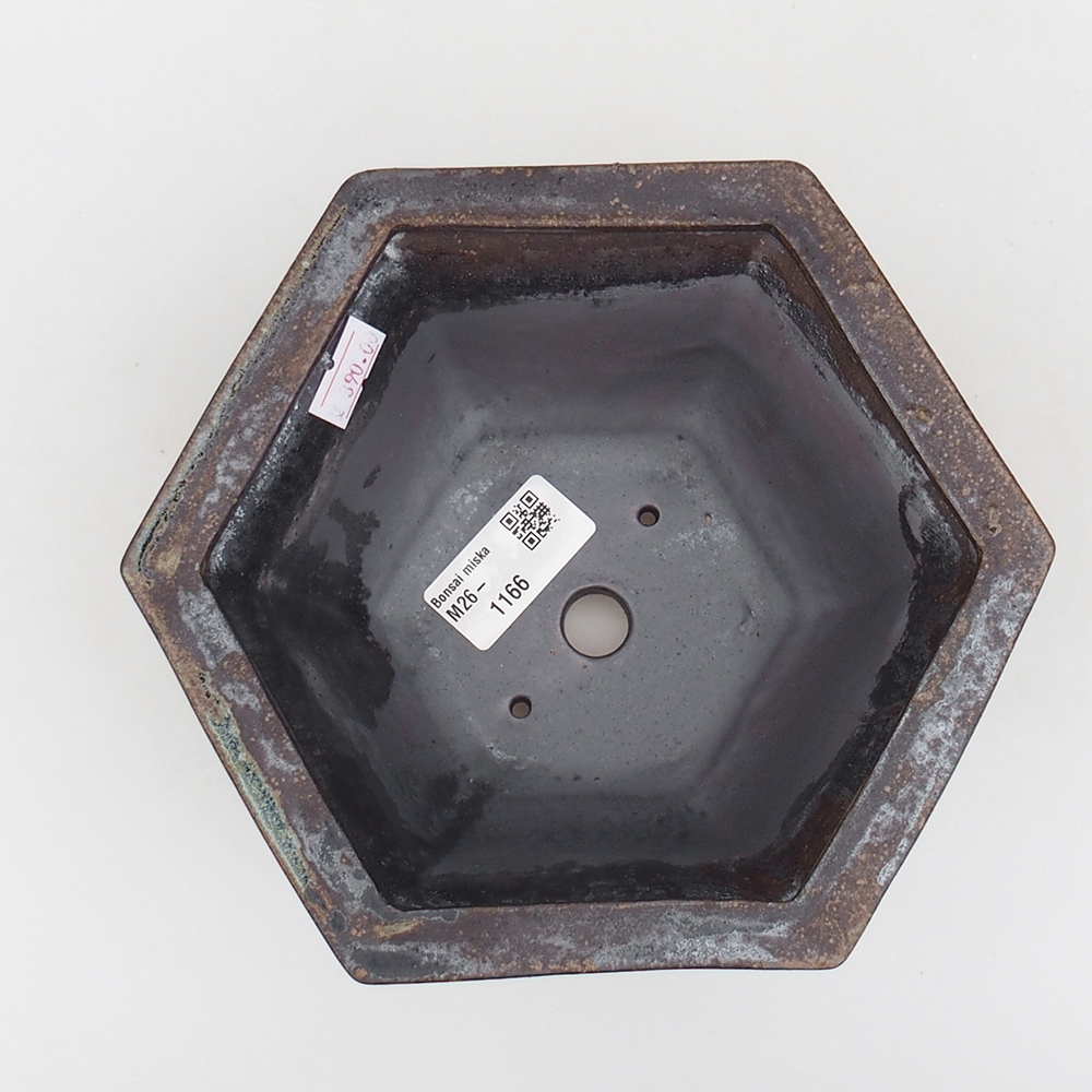 Ceramic bonsai bowl 18 x 16 x 9 cm, metal colour