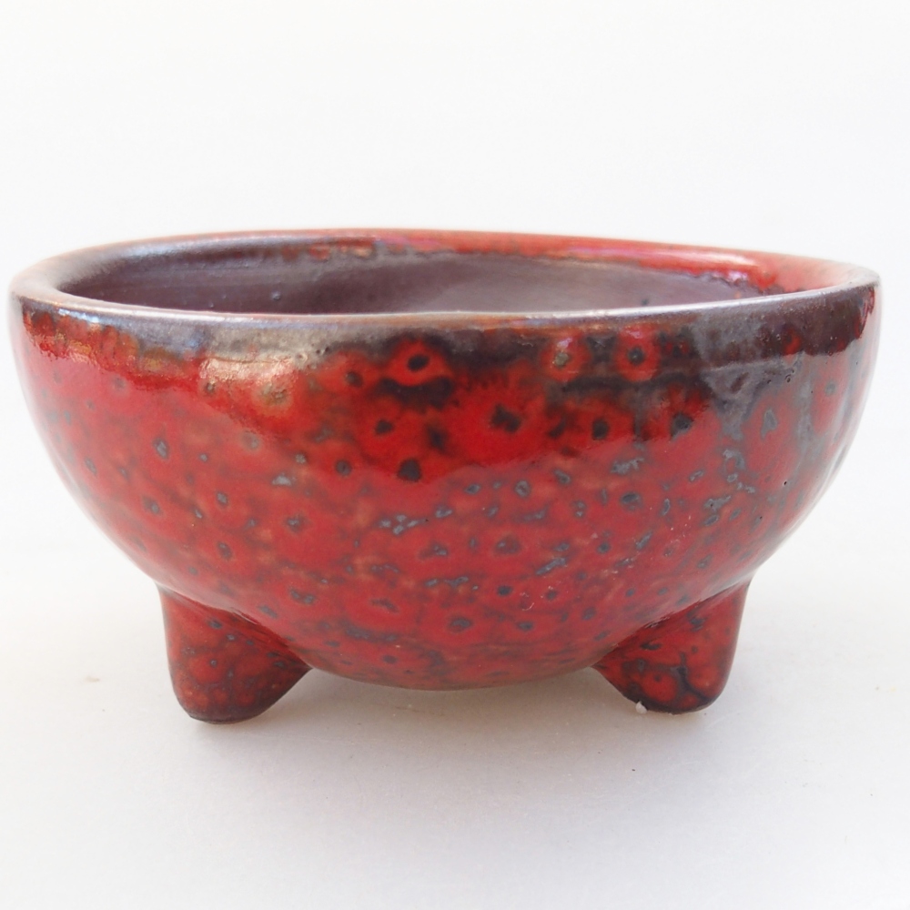 Ceramic bonsai bowl 9,5 x 9,5 x 5 cm, colour red