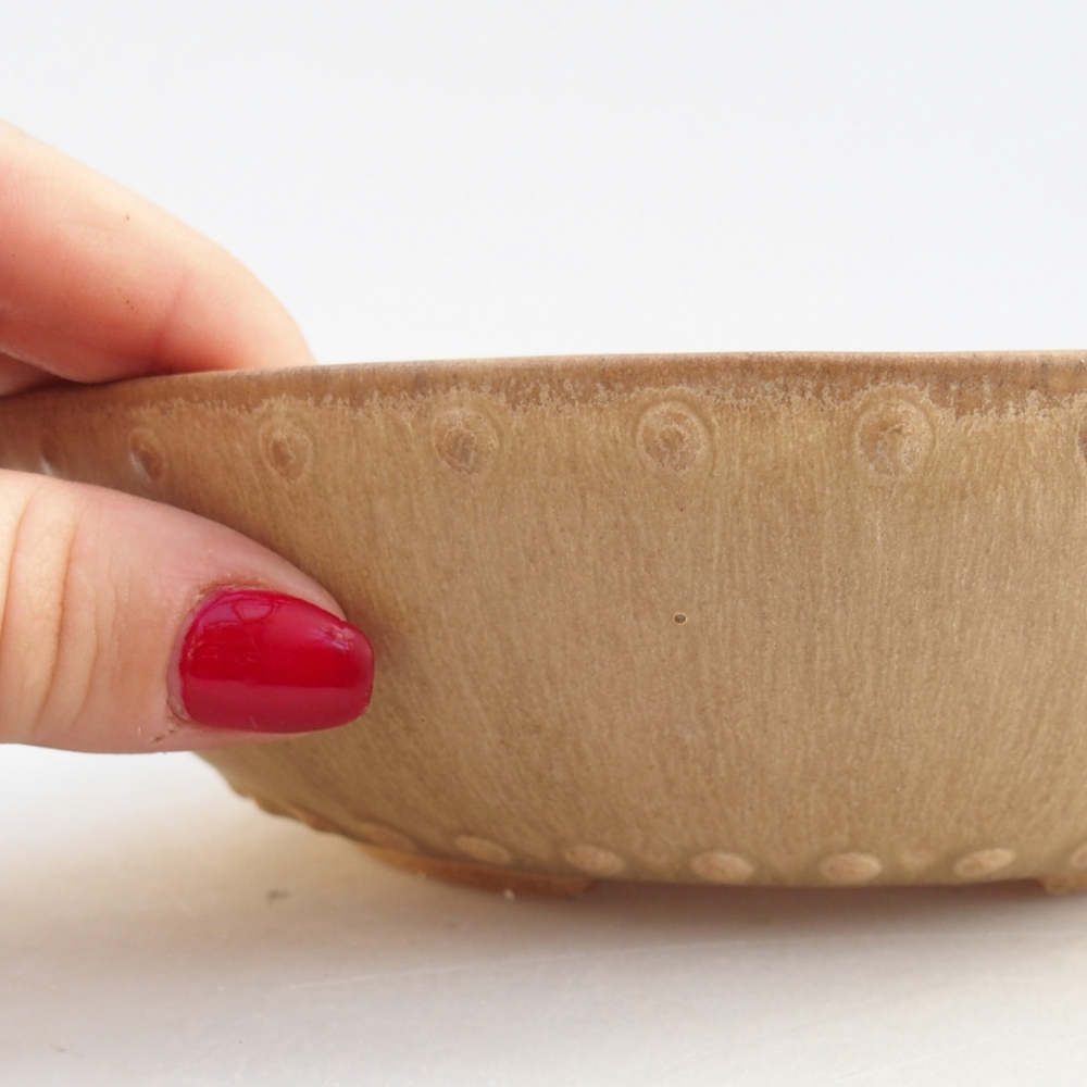 Ceramic bonsai bowl 17,5 x 17,5 x 5 cm, colour beige