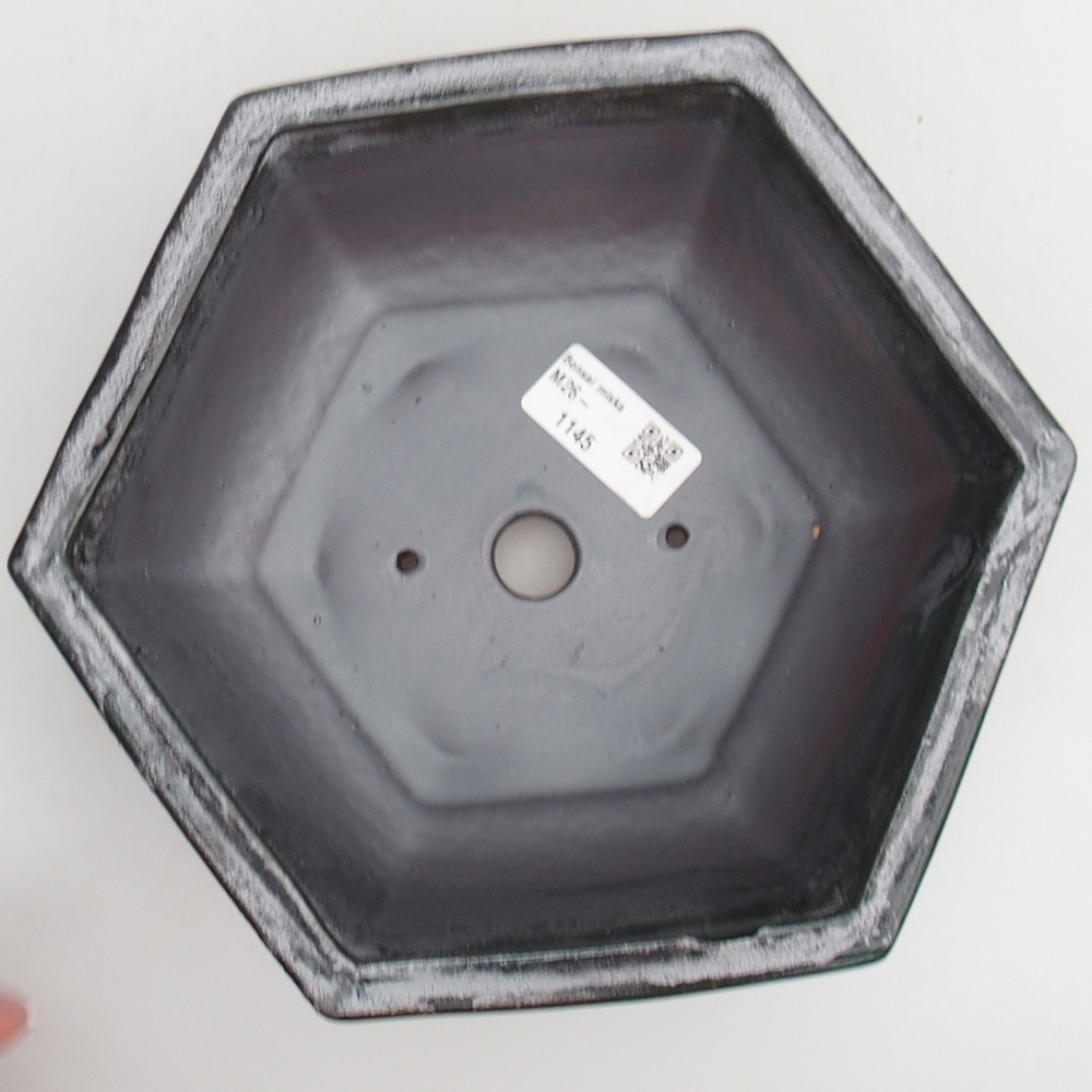 Ceramic bonsai bowl 21 x 18 x 7,5 cm, metal colour