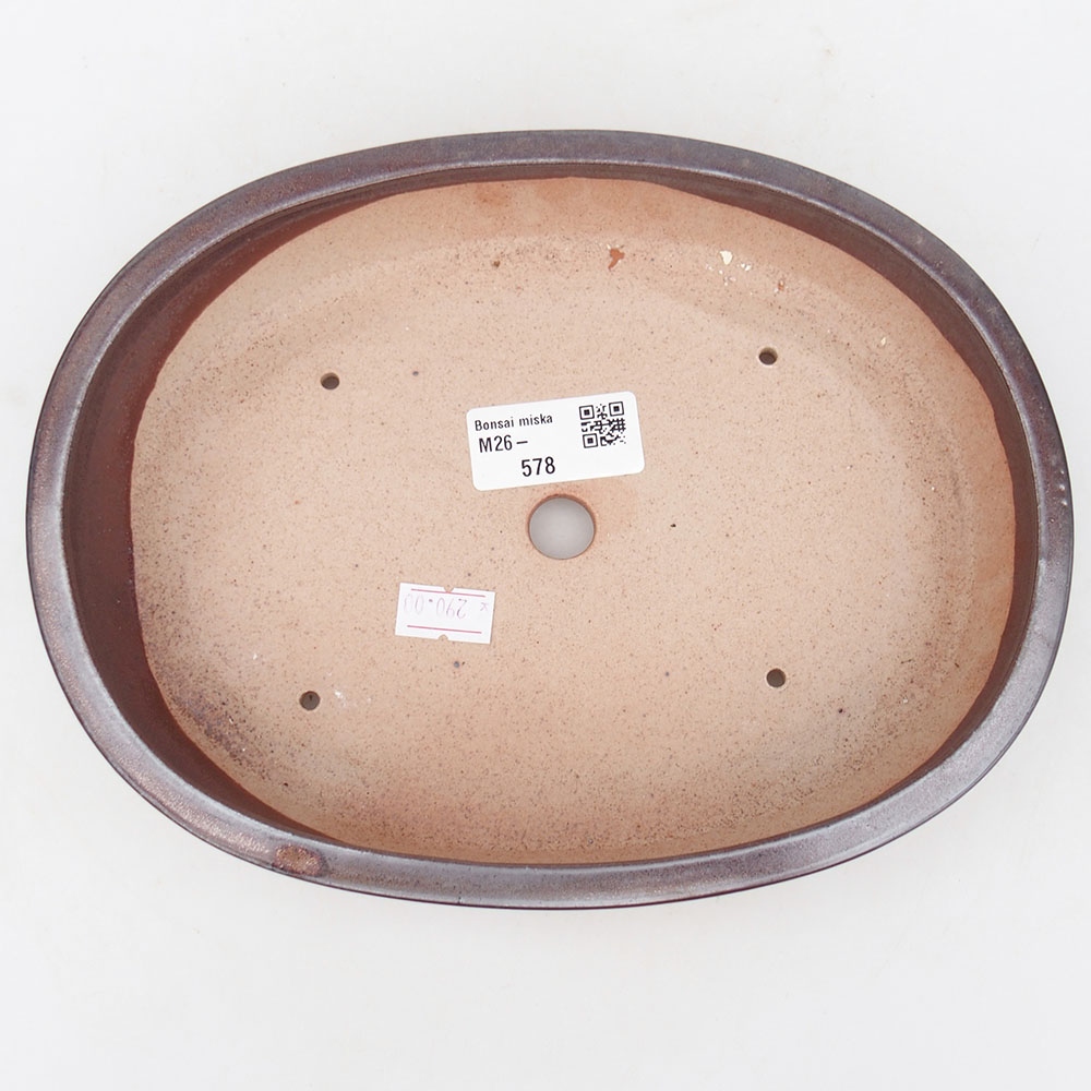 Ceramic bonsai bowl 22 x 17 x 4 cm, brown