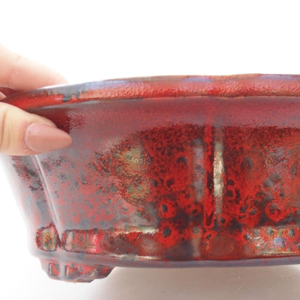 Ceramic bonsai bowl 26 x 26 x 8 cm, colour red