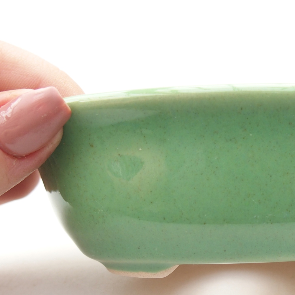 Ceramic bonsai bowl 11 x 8,5 x 4 cm, green