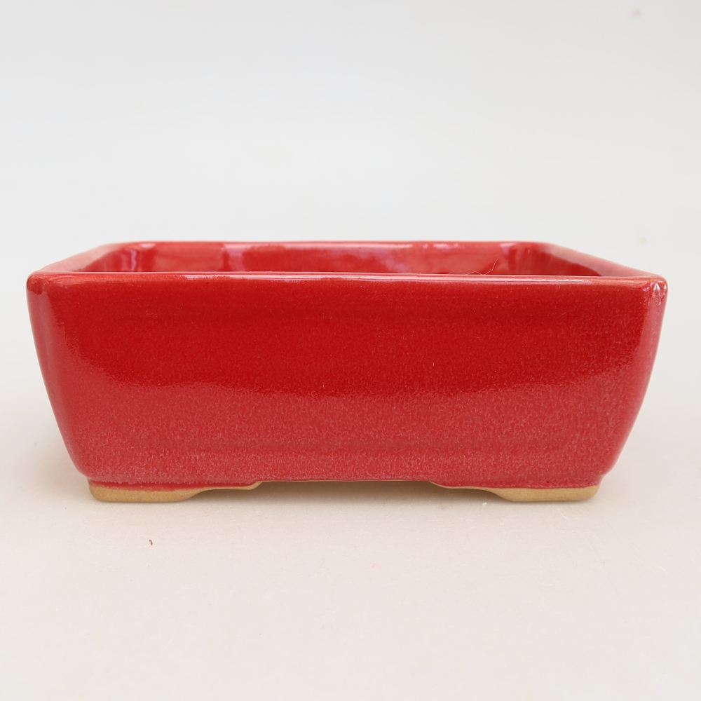 Ceramic bonsai pot, 13 x 9 x 5 cm, red