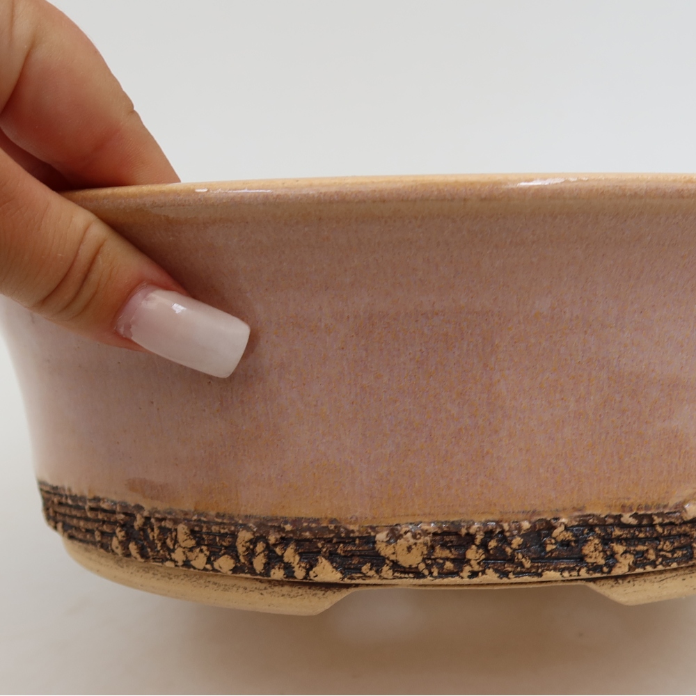 Ceramic bonsai pot, 26.5 x 26.5 x 8 cm, pink