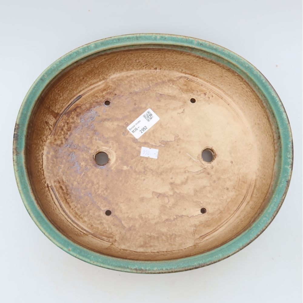 Ceramic bonsai pot, 31 x 27 x 7.5 cm, green