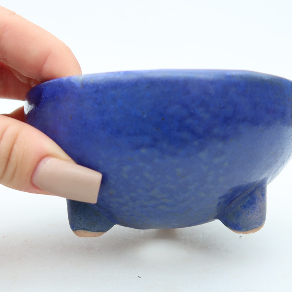 Ceramic bonsai bowl 10 x 10 x 5 cm, colour blue