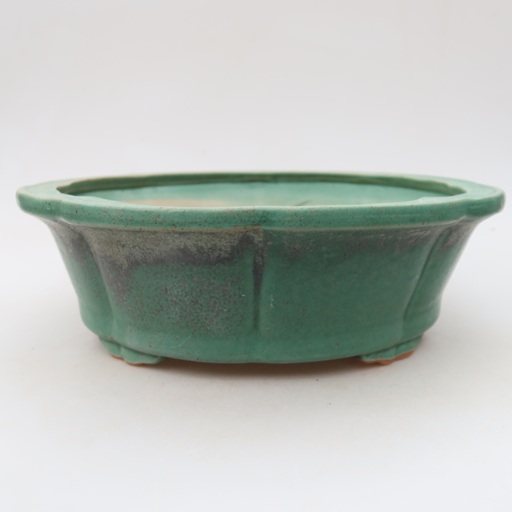 Ceramic bonsai bowl 26,5 x 26,5 x 8,5 cm, green