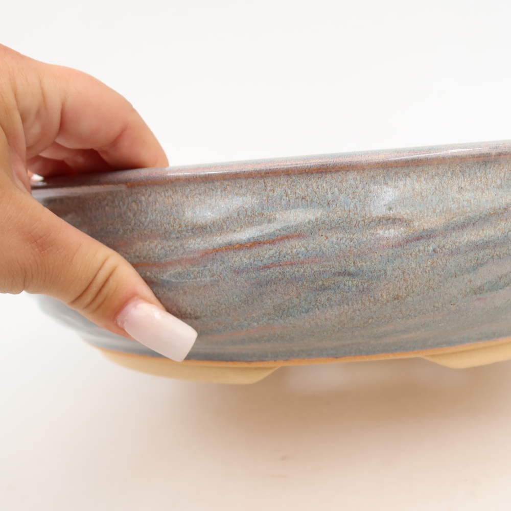 Ceramic bonsai pot, 27 x 27 x 7 cm, blue