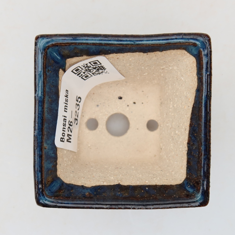 Ceramic bonsai pot, 5.5 x 5.5 x 4 cm, blue