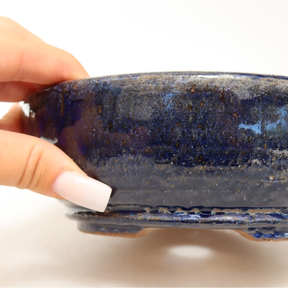 Ceramic bonsai bowl 17 x 17 x 6 cm, colour blue
