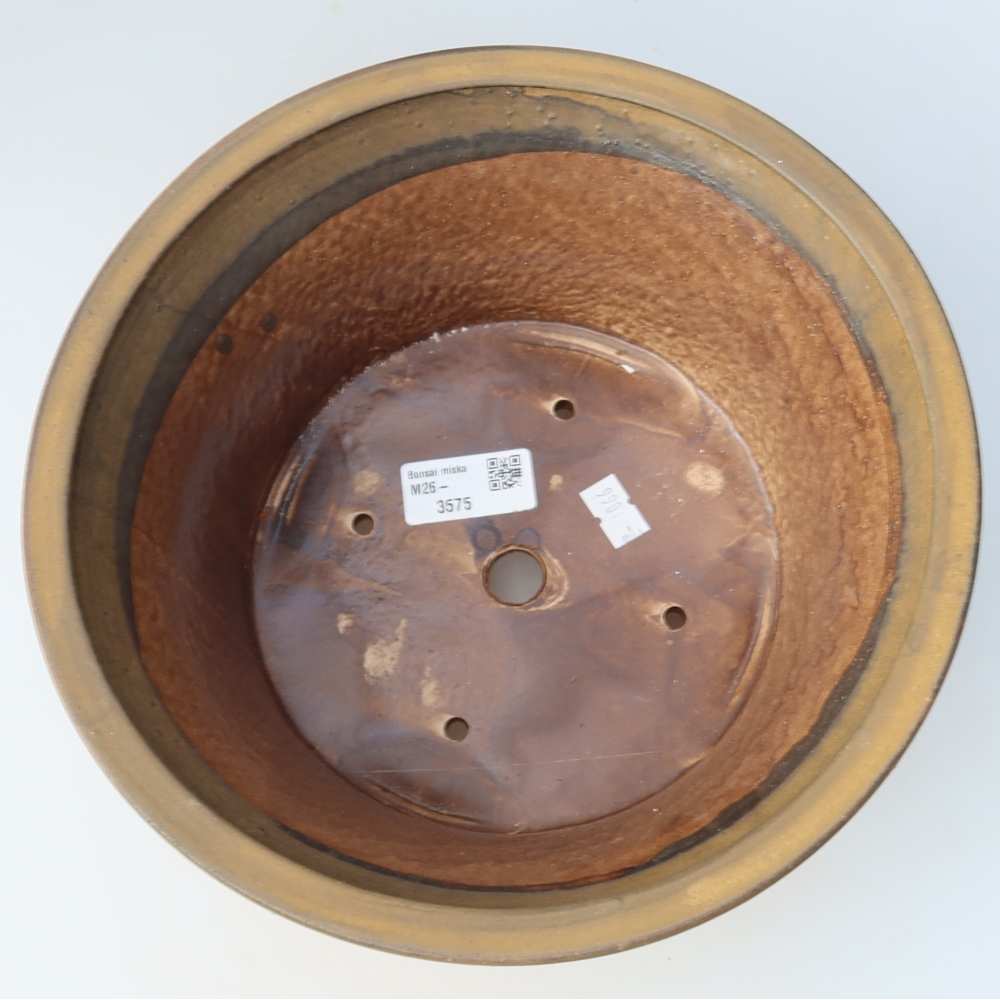 Ceramic bonsai pot, 24.5 x 24.5 x 11.5 cm, brown