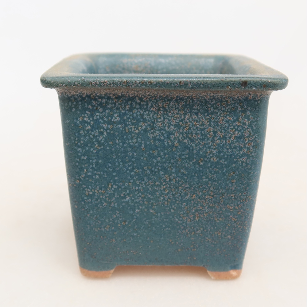 Ceramic bonsai pot, 6 x 6 x 5.5 cm, blue