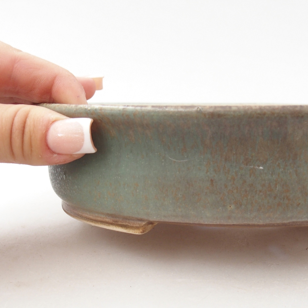 Ceramic bonsai bowl 17,5 x 16 x 4,5 cm, green