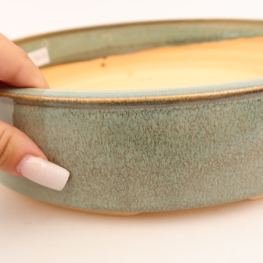 Ceramic bonsai pot, 26.5 x 26.5 x 6.5 cm, green