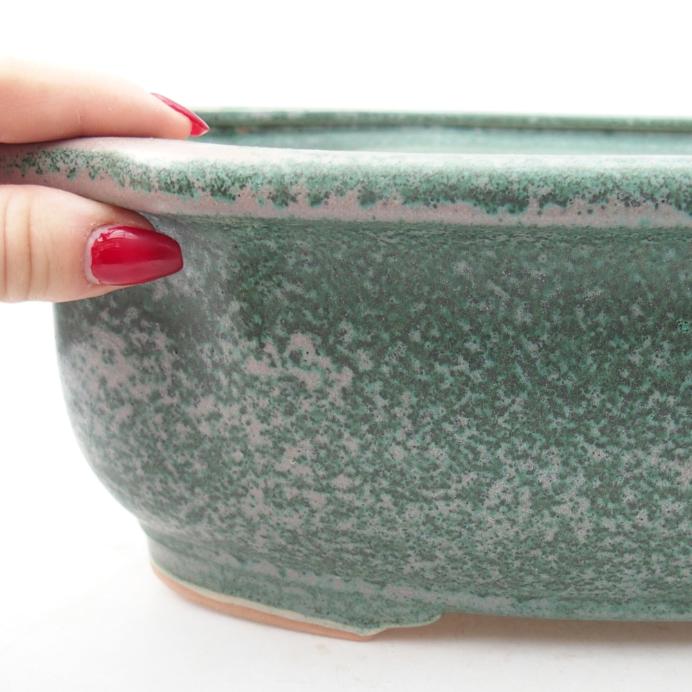 Ceramic bonsai bowl 30 x 25 x 10 cm, green