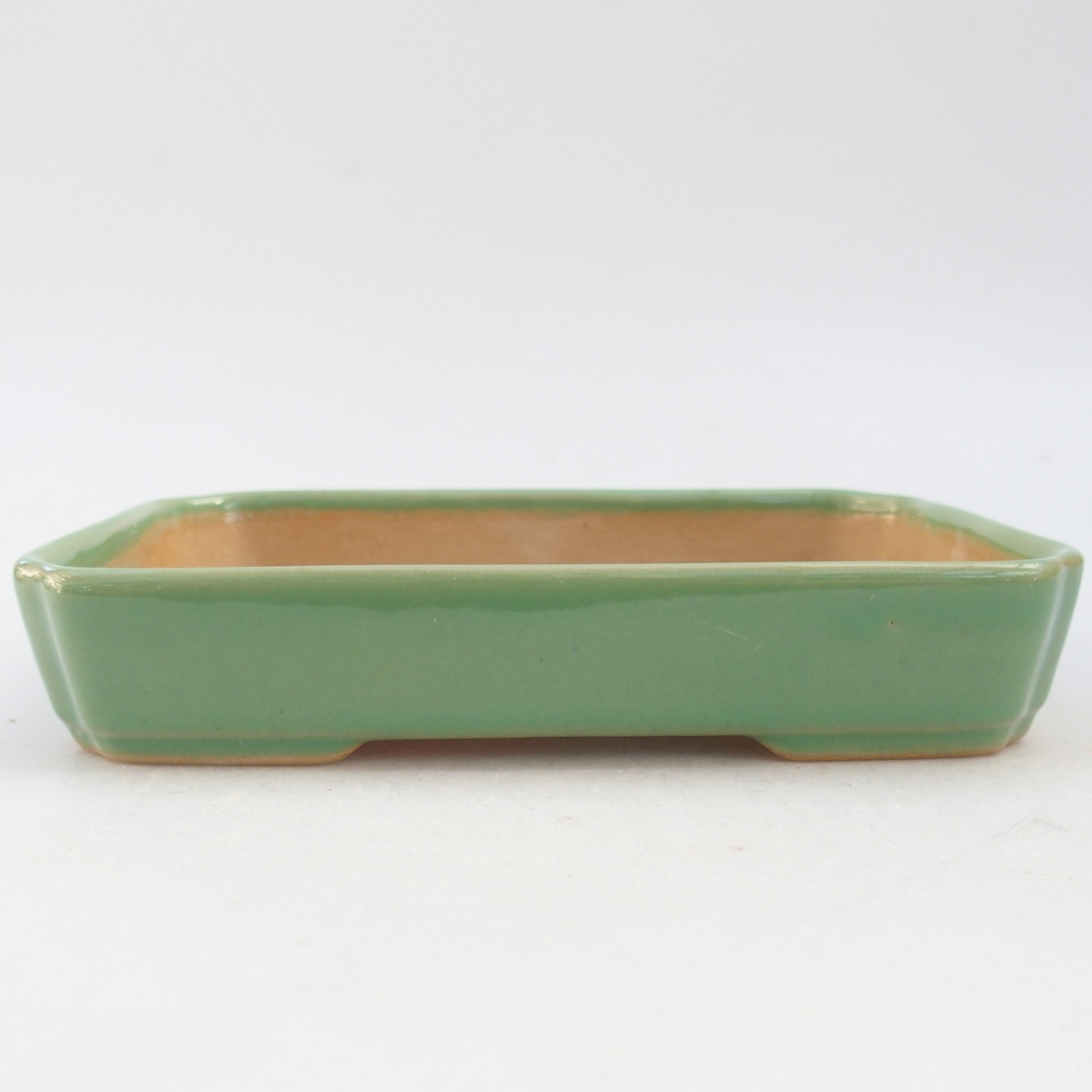 Ceramic bonsai bowl 18,5 x 13,5 x 3,5 cm, green