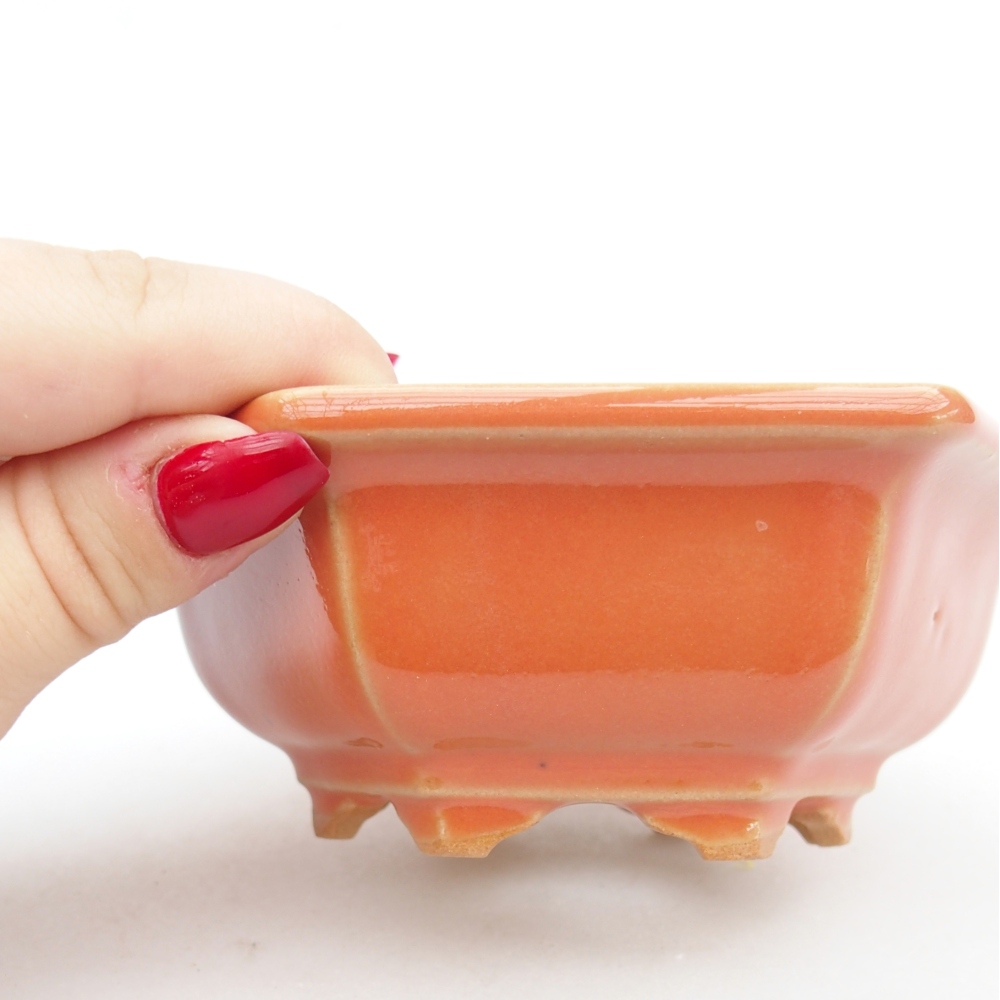 Ceramic bonsai bowl 12 x 10,5 x 4,5 cm, orange