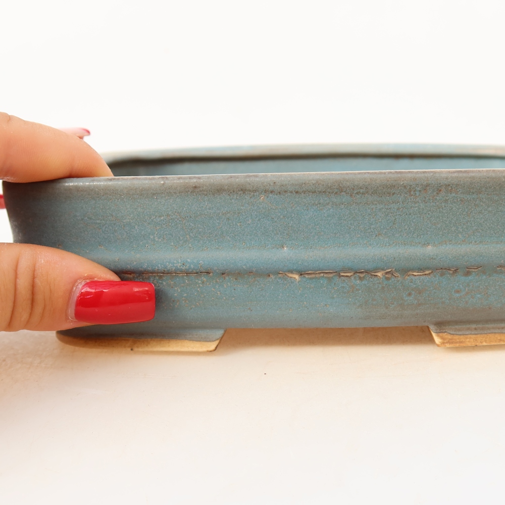 Ceramic bonsai pot, 17 x 13.5 x 4.5 cm, blue