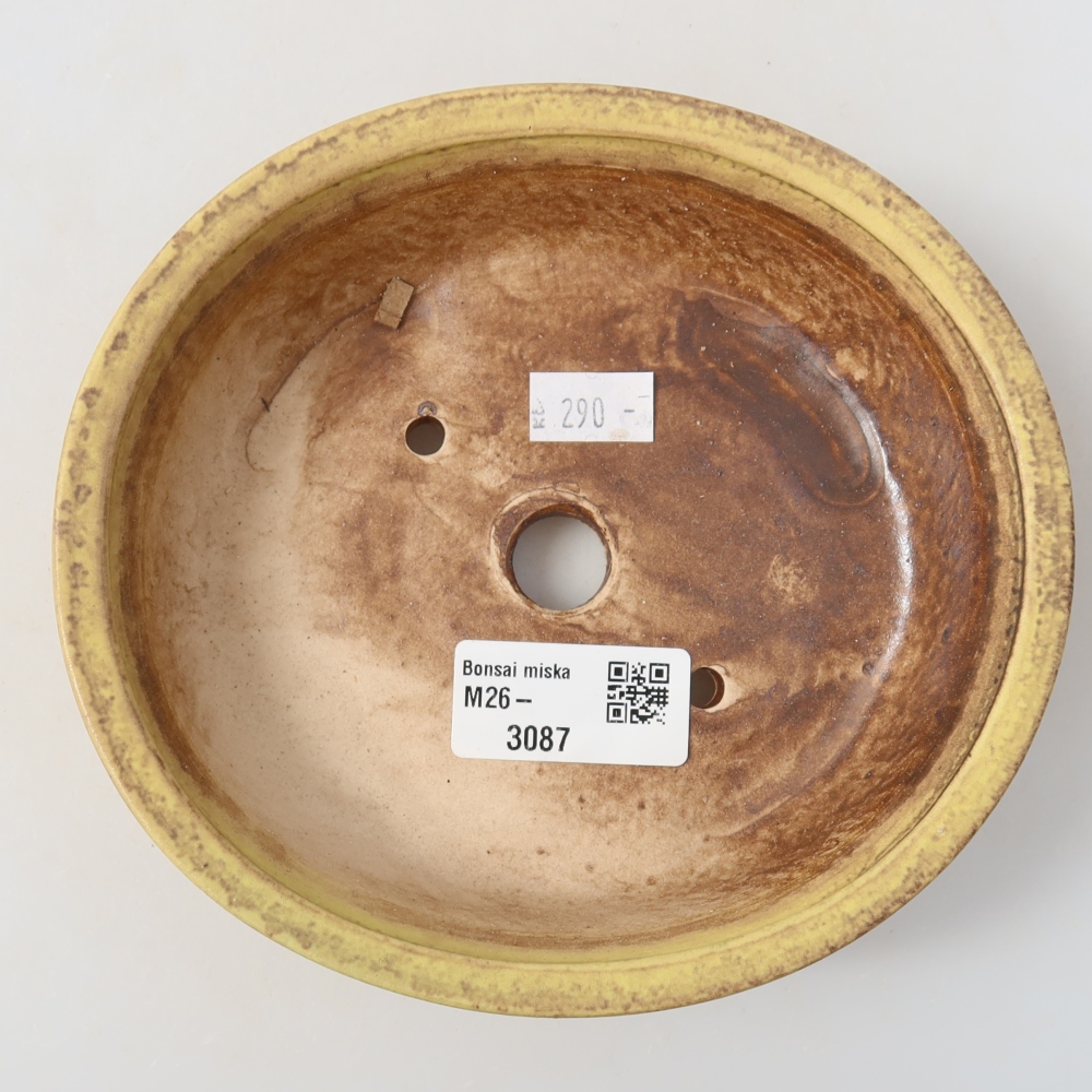 Ceramic bonsai pot, 15.5 x 14.5 x 4 cm, yellow