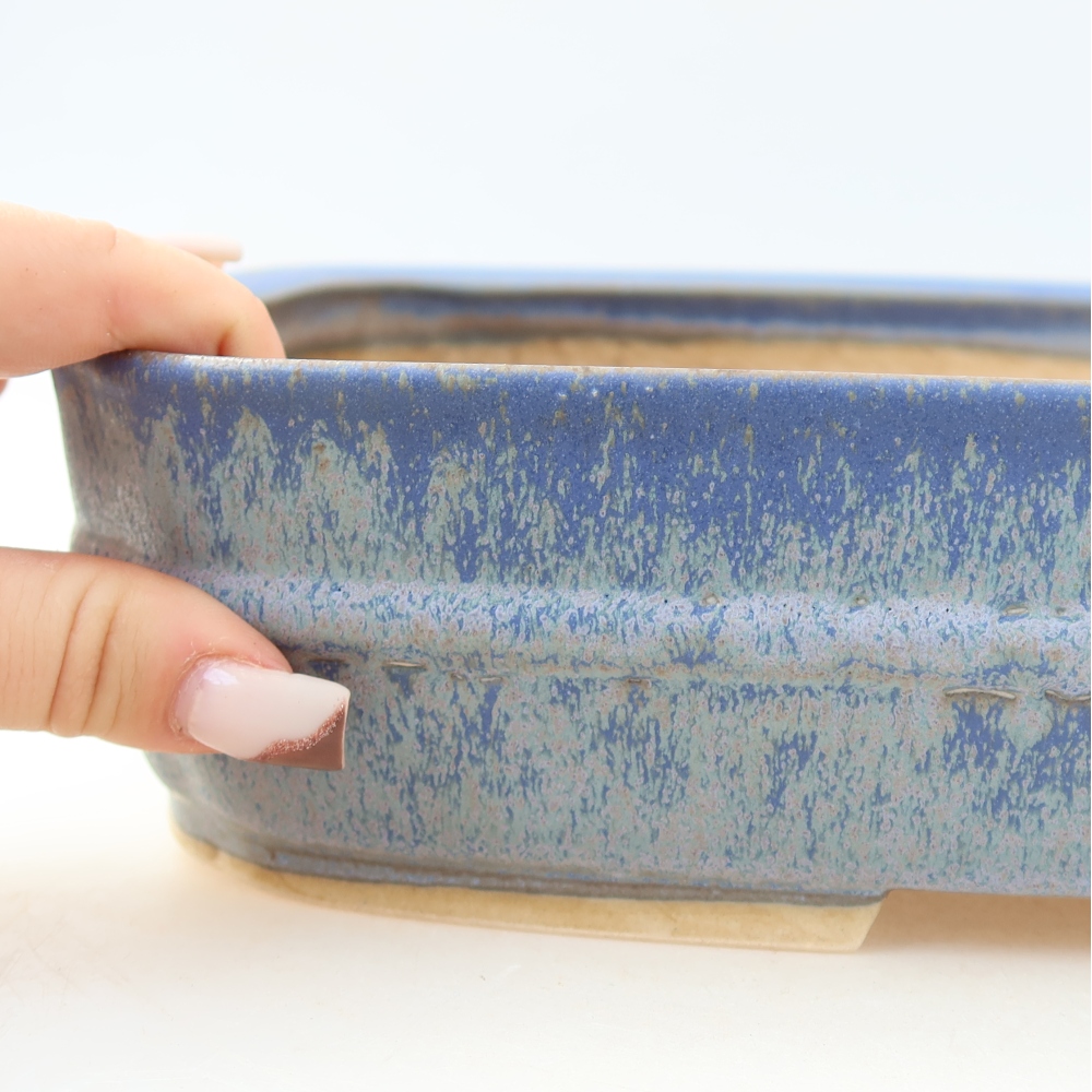 Ceramic bonsai pot, 29 x 23 x 7 cm, blue