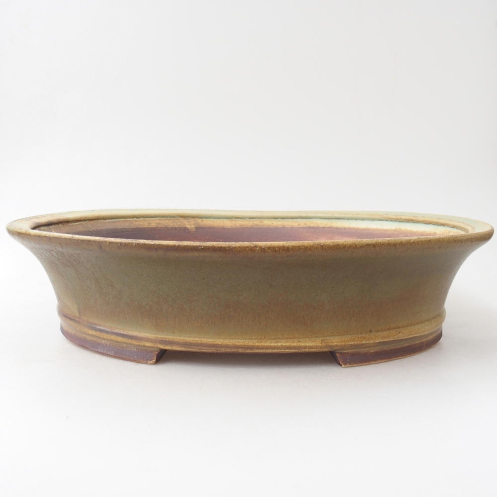 Ceramic bonsai bowl 32 x 29 x 7,5 cm, green