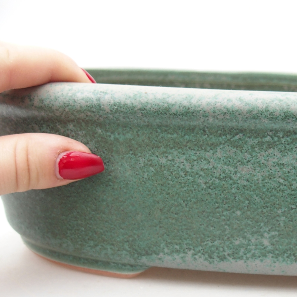 Ceramic bonsai bowl 32 x 25 x 7,5 cm, green