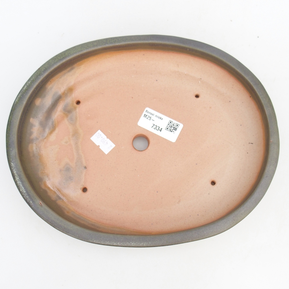 Ceramic bonsai bowl 24 x 20 x 4 cm, green