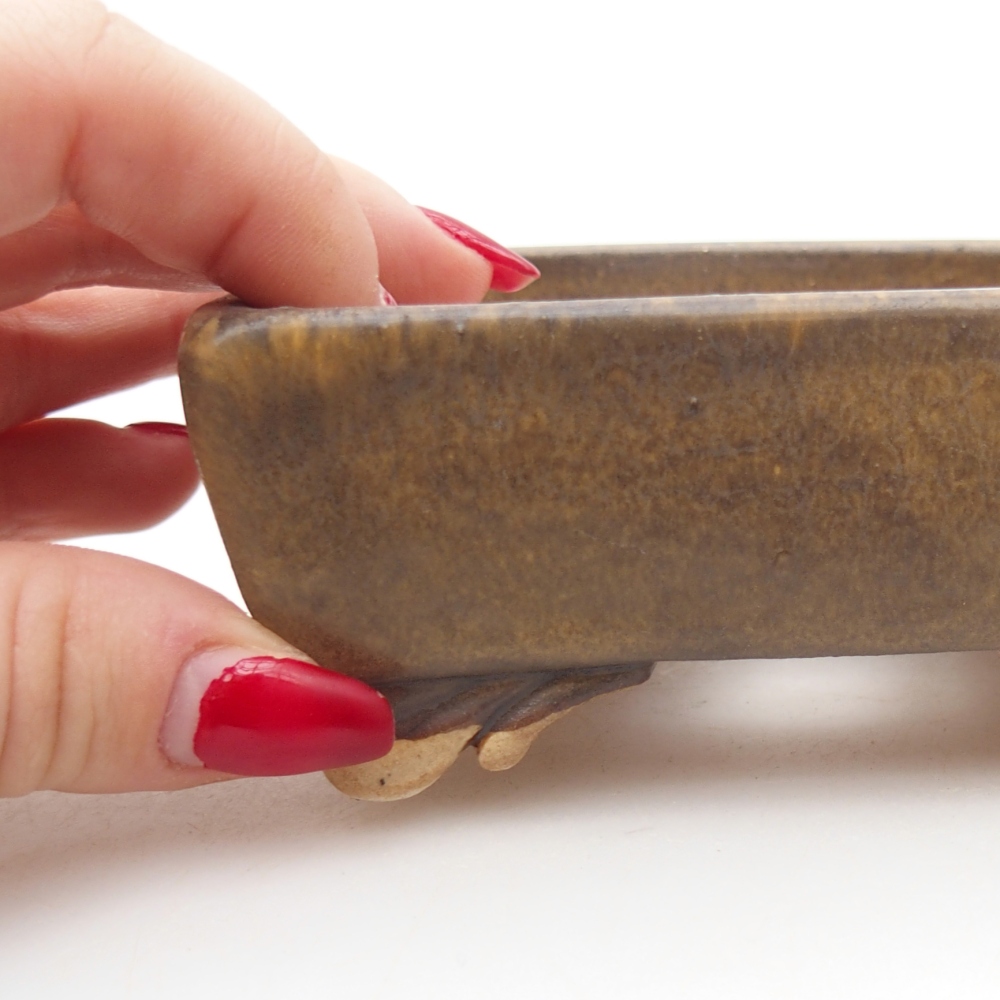 Ceramic bonsai bowl 10 x 8 x 4 cm, brown