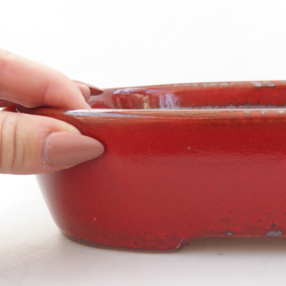 Ceramic bonsai bowl 22,5 x 17,5 x 5,5 cm, colour red