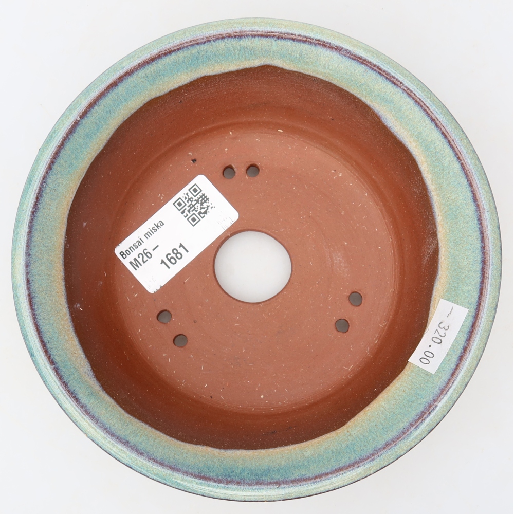 Ceramic bonsai pot, 14.5 x 14.5 x 4.5 cm, green