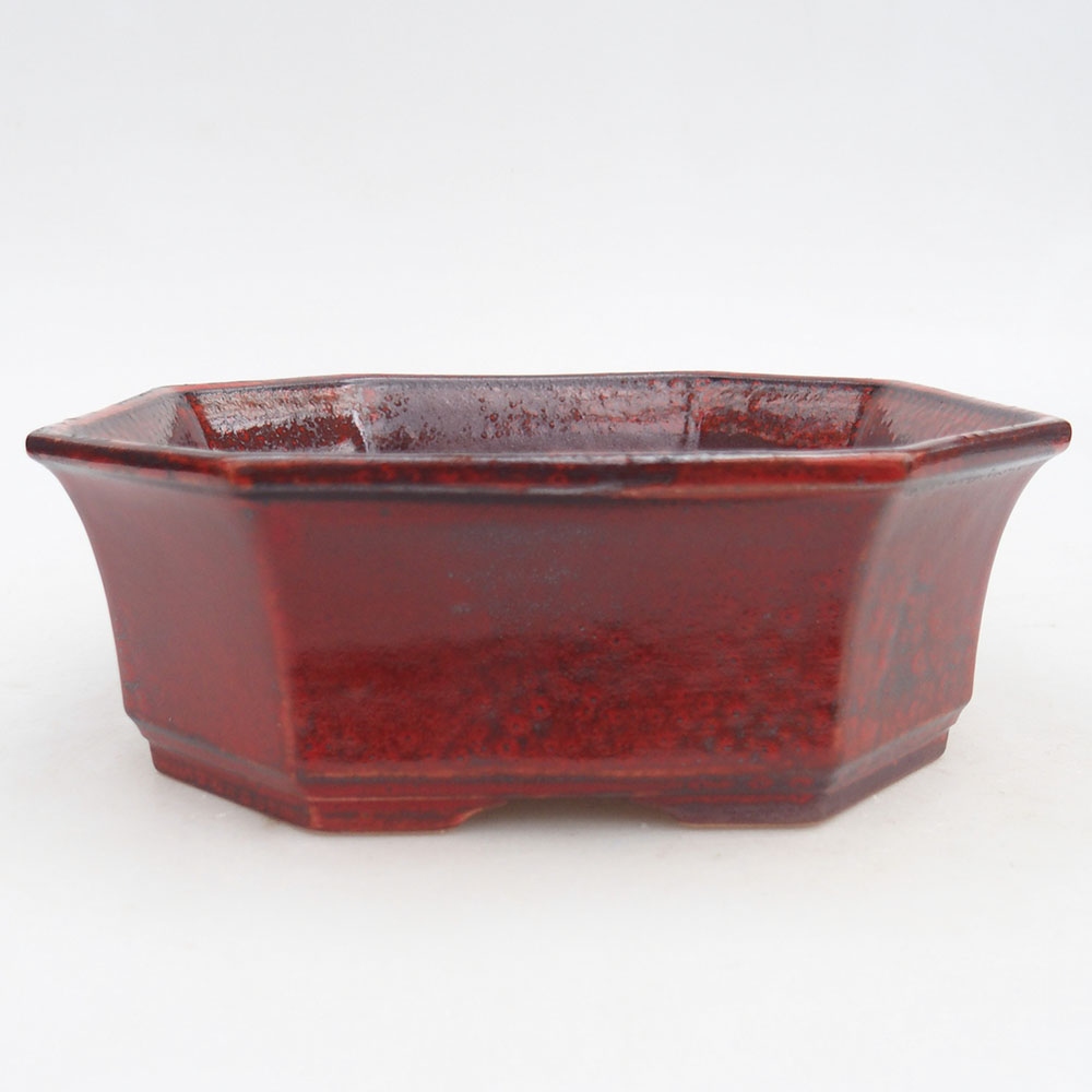 Ceramic bonsai bowl 17,5 x 17,5 x 6 cm, colour red
