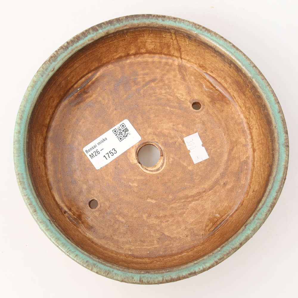 Ceramic bonsai bowl 18 x 18 x 5 cm, green