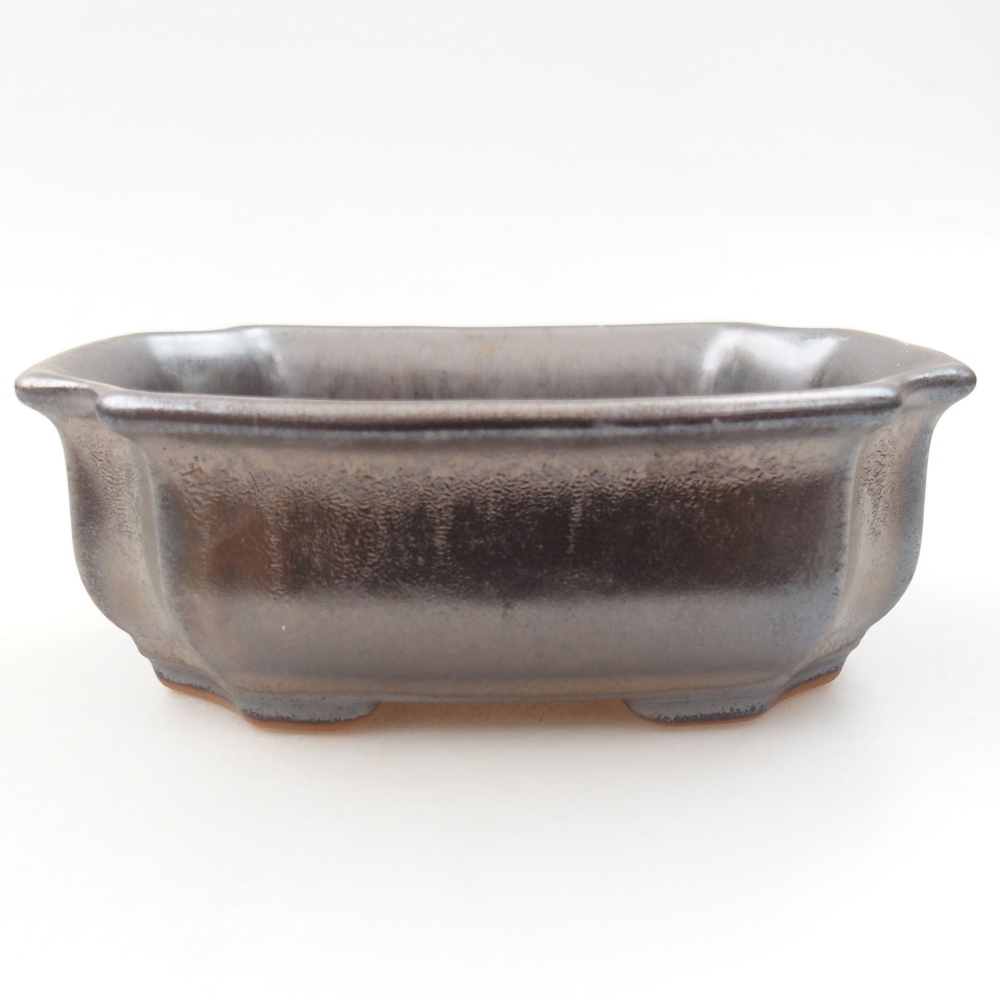 Ceramic bonsai bowl 12 x 9 x 4,5 cm, color metallic
