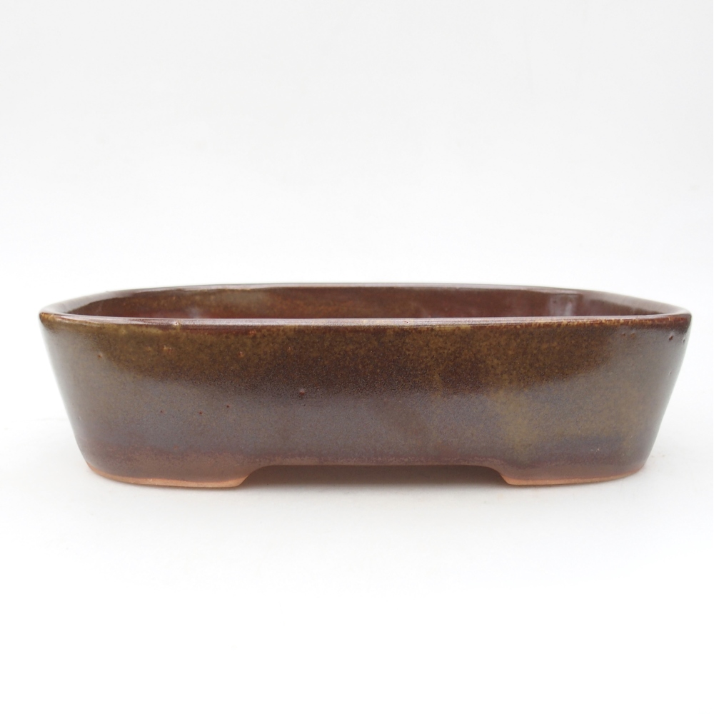 Ceramic bonsai bowl 22,5 x 17 x 6 cm, brown