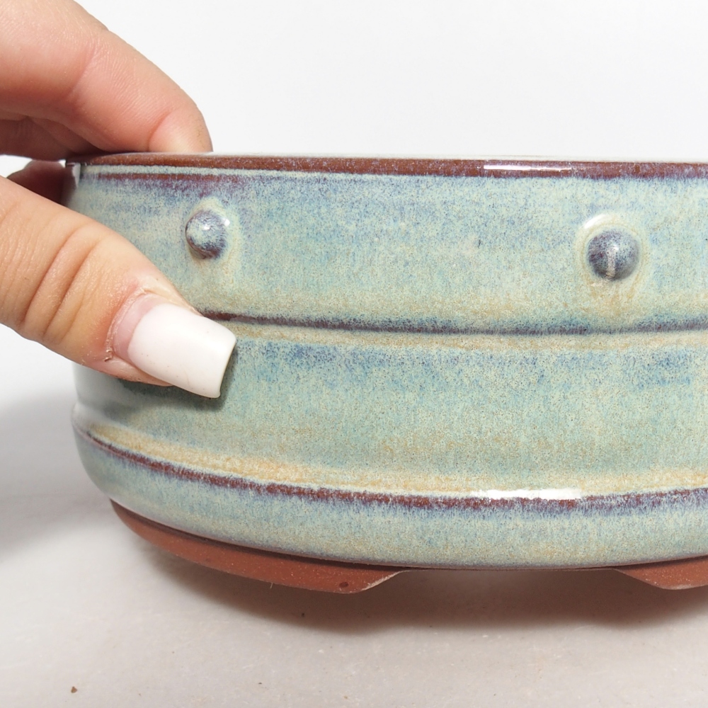 Ceramic bonsai bowl 17 x 17 x 6,5 cm, green