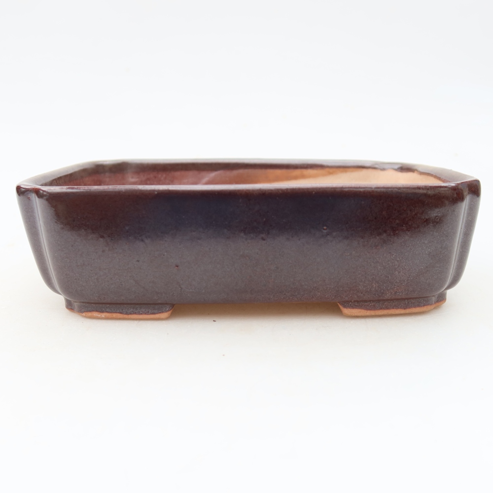 Ceramic bonsai pot, 15 x 12.5 x 4.5 cm, brown