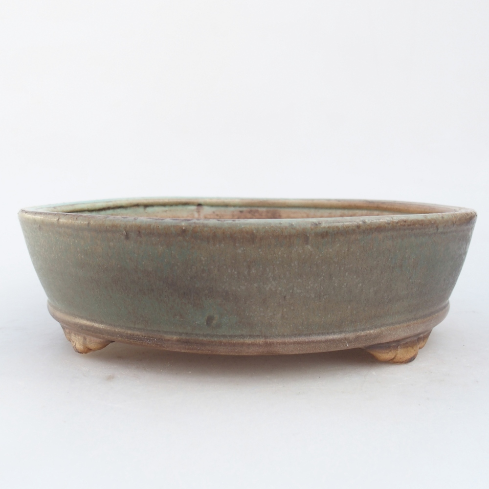 Ceramic bonsai bowl 21,5 x 21,5 x 6 cm, green