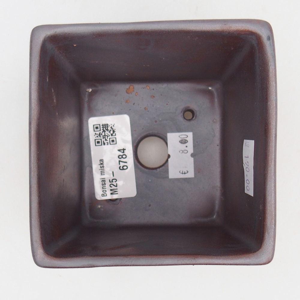 Ceramic bonsai bowl 9 x 9 x 8,5 cm, metal colour