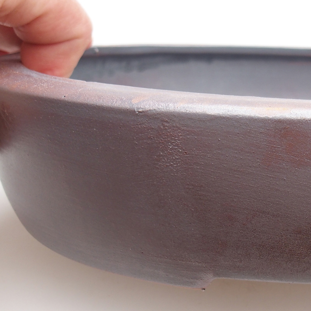 Ceramic bonsai bowl 26 x 20 x 5 cm, metal colour