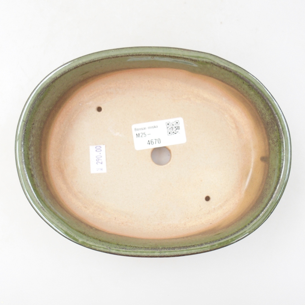 Ceramic bonsai bowl 18,5 x 14,5 x 5 cm, color green