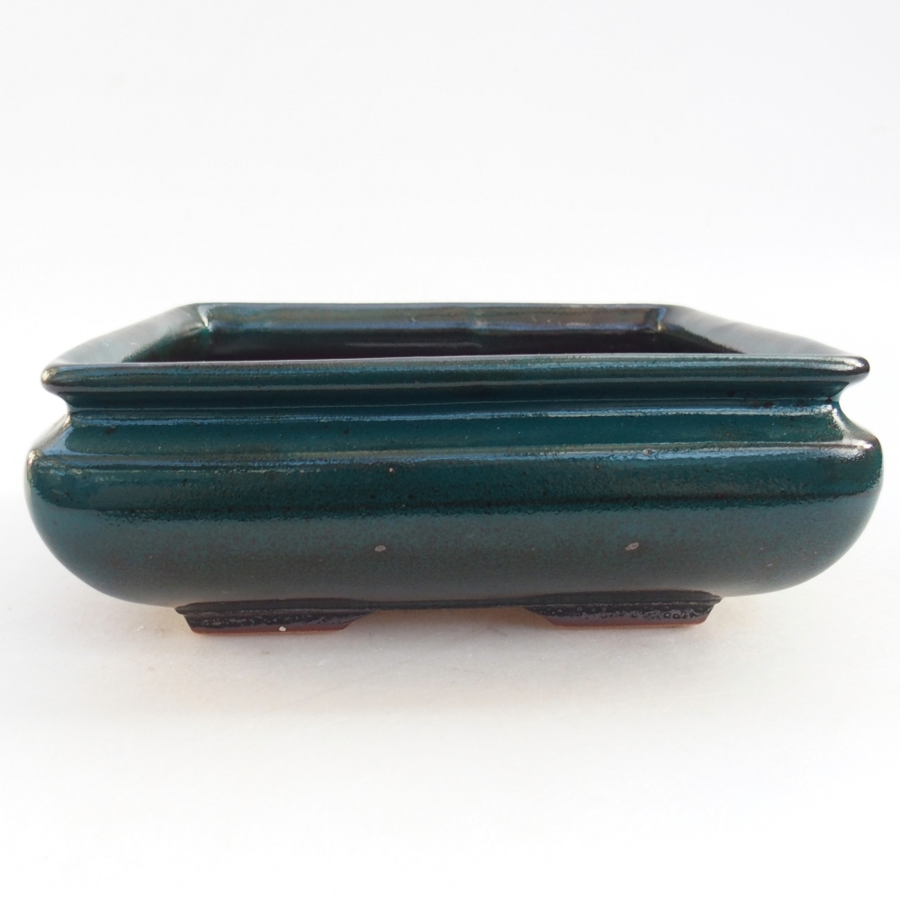 Ceramic bonsai bowl 15,5 x 15,5 x 6 cm, green