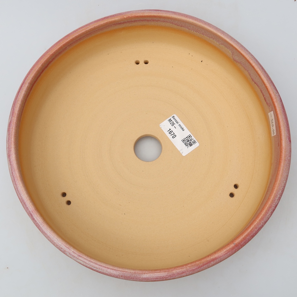 Ceramic bonsai pot, 24 x 24 x 6 cm, pink