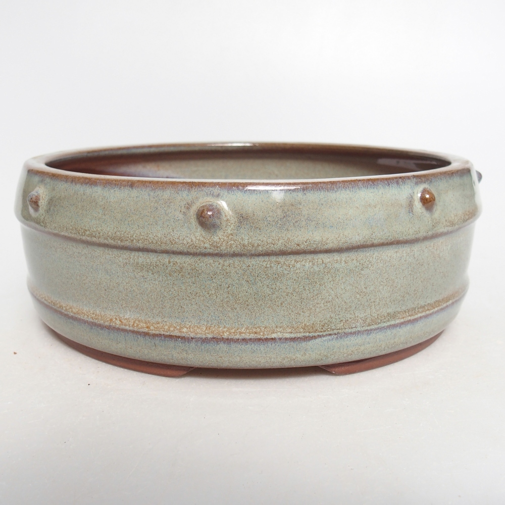 Ceramic bonsai bowl 17,5 x 17,5 x 6,5 cm, green