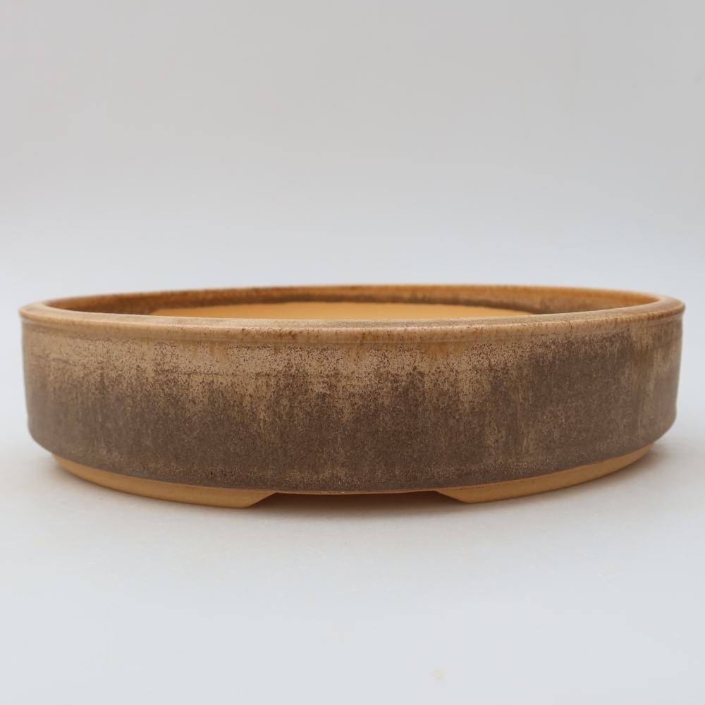 Ceramic bonsai pot, 26.5 x 26.5 x 5.5 cm, brown