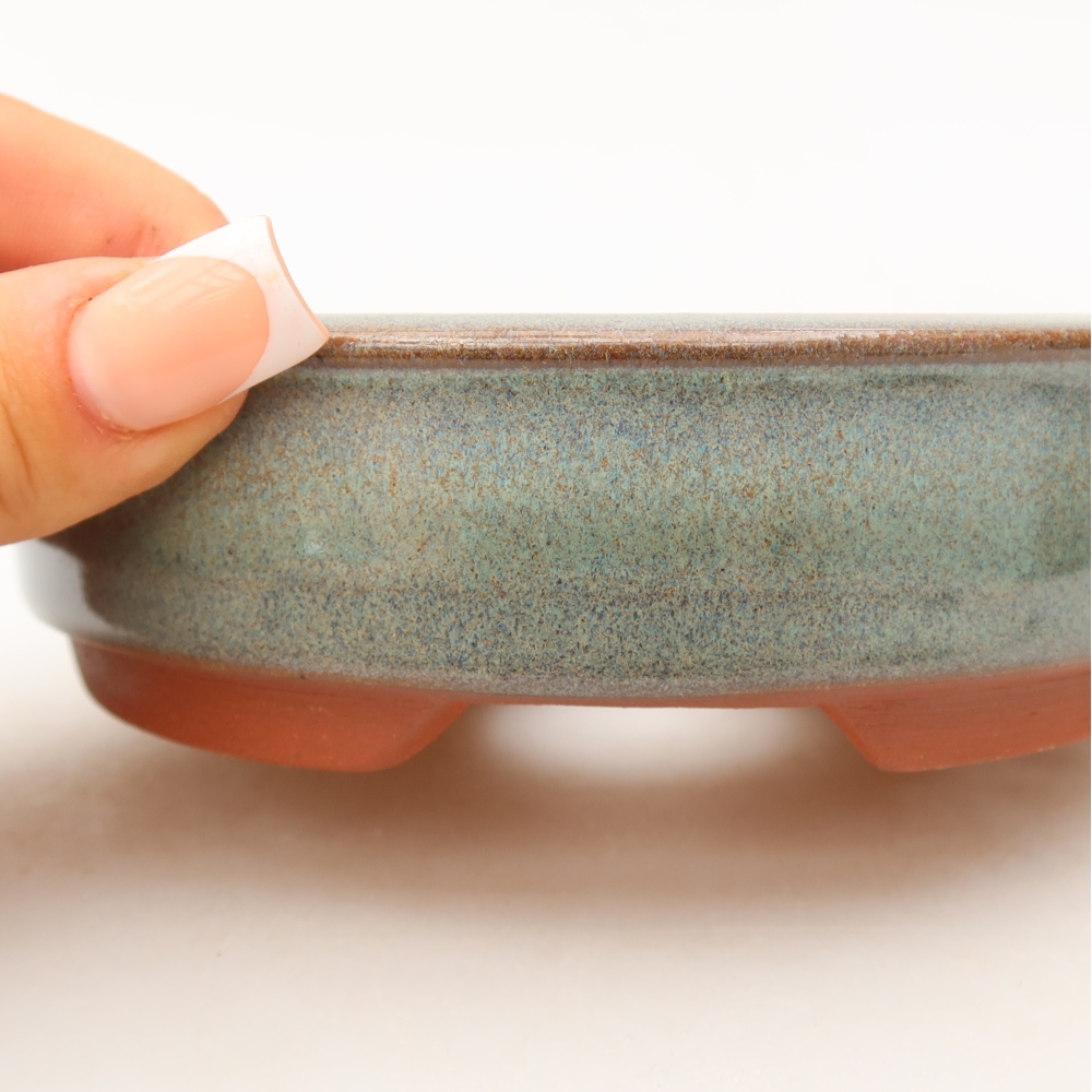 Ceramic bonsai pot, 14 x 14 x 4 cm, green