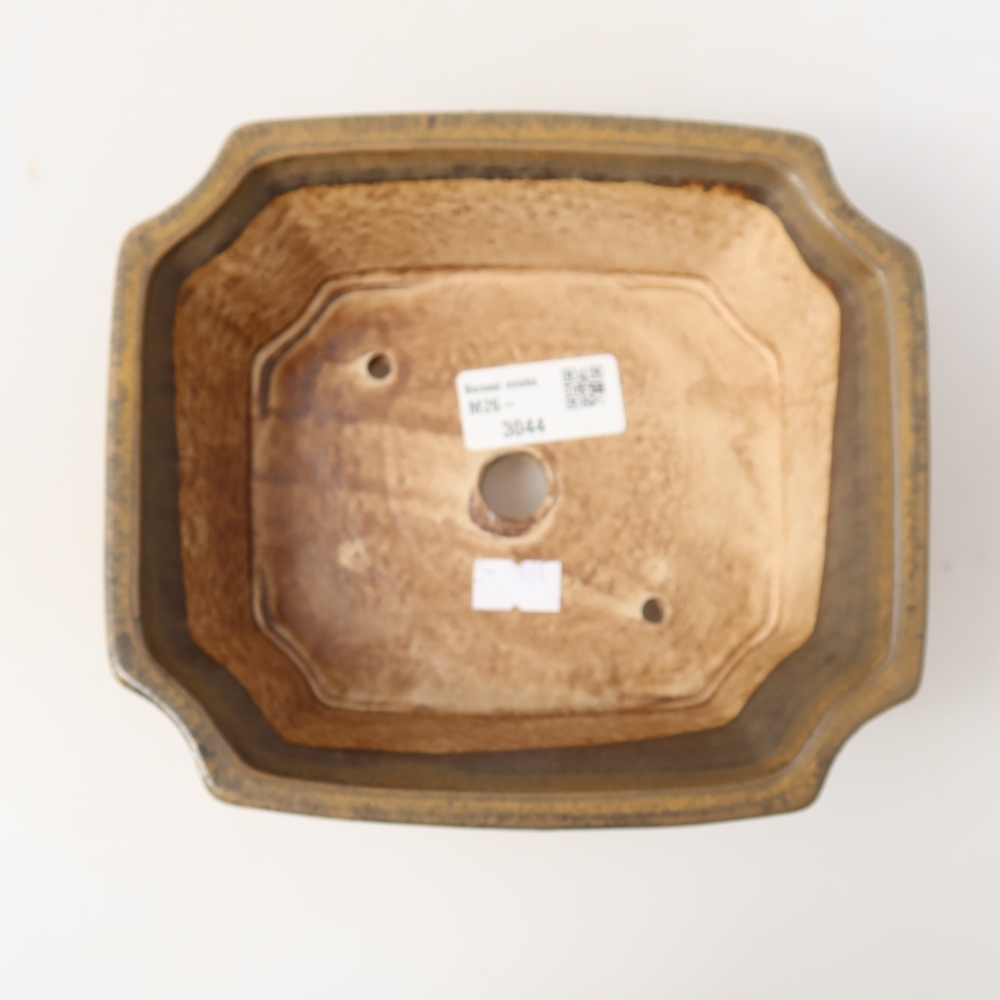 Ceramic bonsai pot, 18 x 15.5 x 6 cm, brown