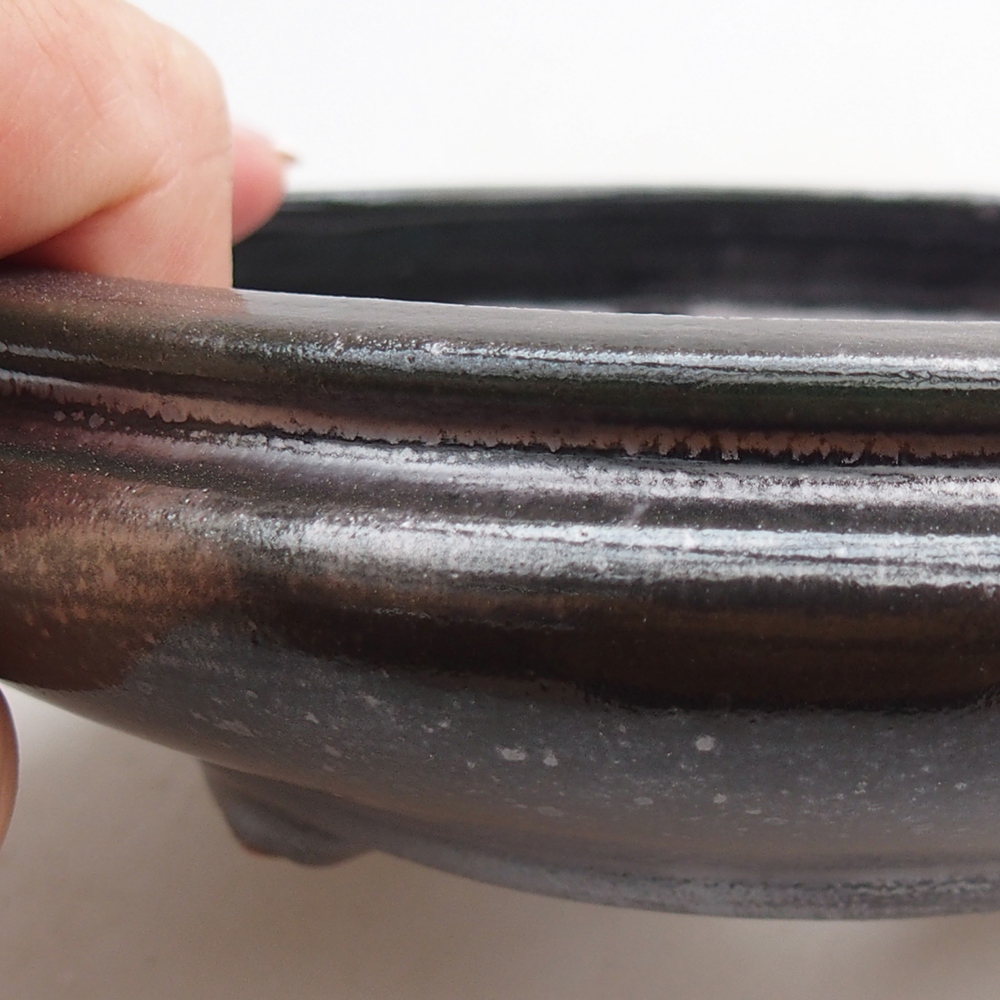 Ceramic bonsai bowl 15 x 15 x 4,5 cm, metal colour