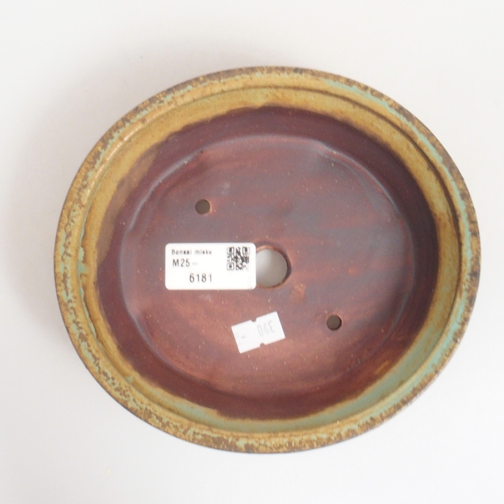 Ceramic bonsai bowl 17 x 15,5 x 4,5 cm, color green